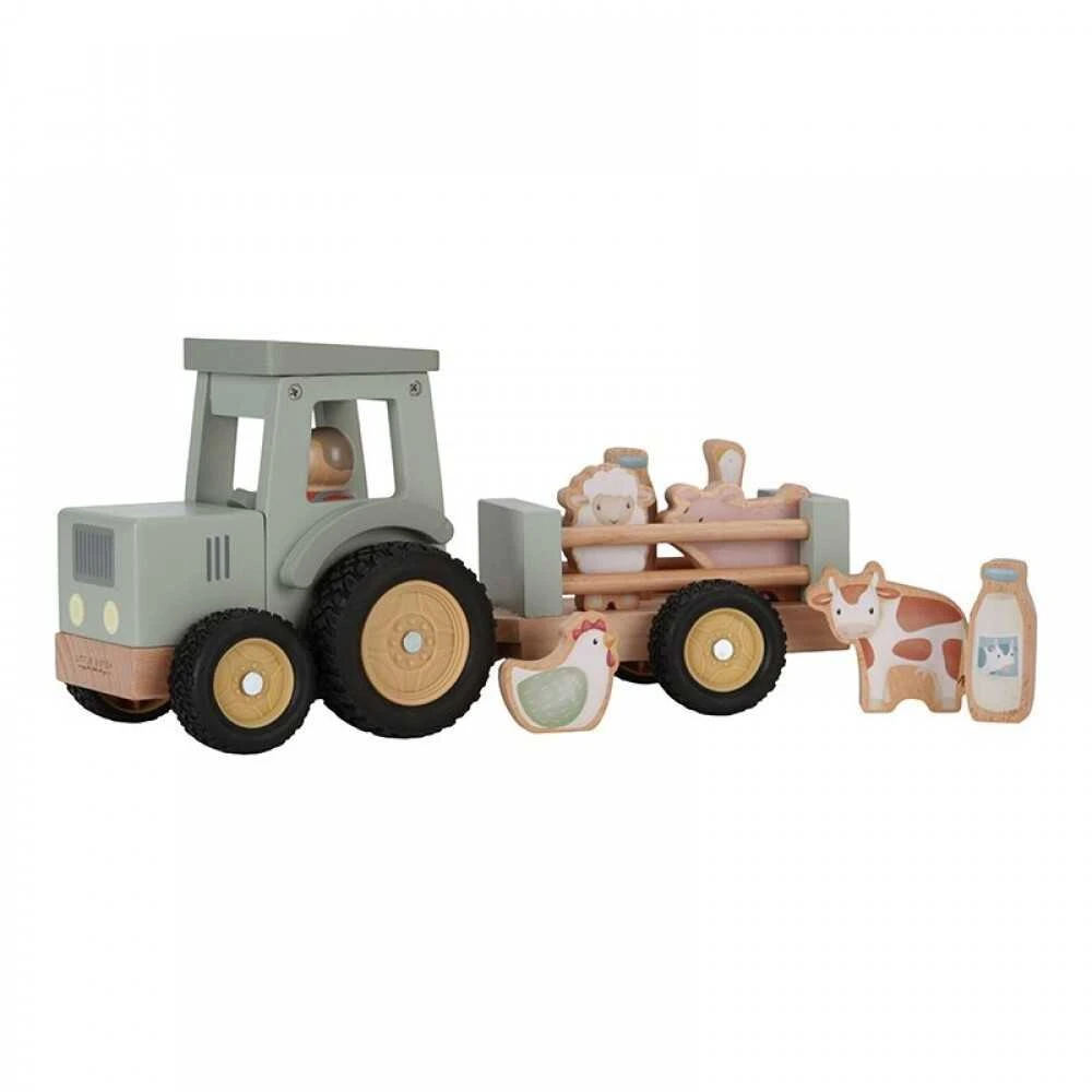 Little Dutch Medinis traktoriukas su priekaba ir gyvūnais