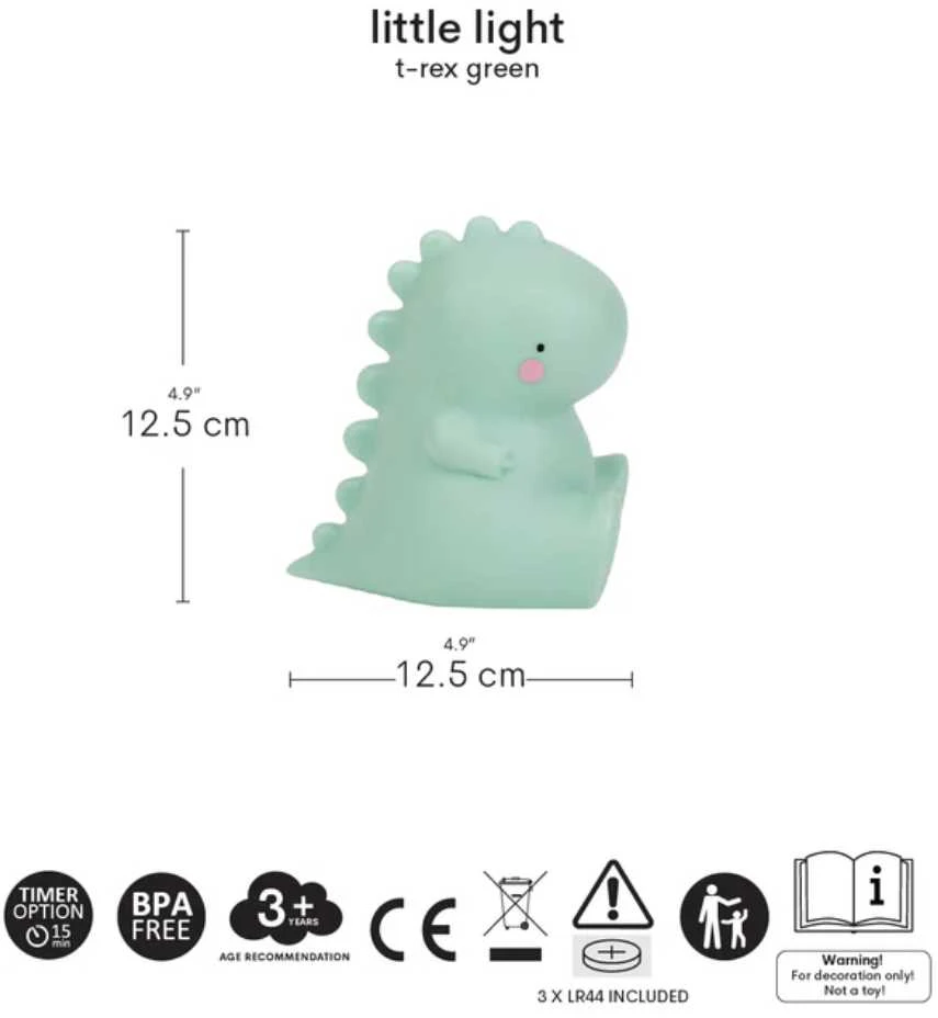 Maža naktinė lemputė 'T-Rex' žalias