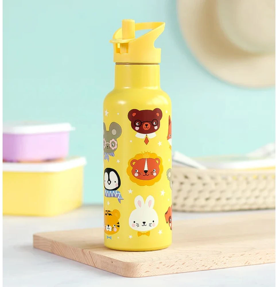 A Little Lovely Vaikiška gertuvė iš nerūdijančio plieno 'Gyvūnai' - 500 ml