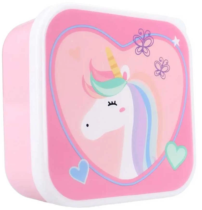 Vaikiškų priešpiečių dėžučių rinkinys Pret Eat Drink Repeat Unicorn 3vnt