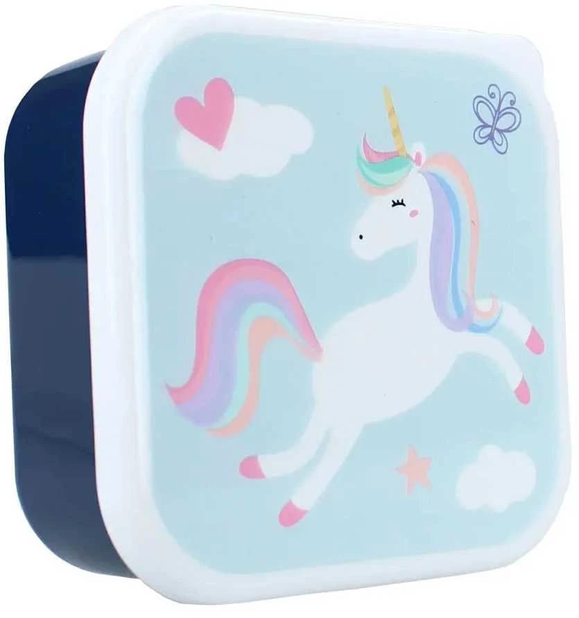 Vaikiškų priešpiečių dėžučių rinkinys Pret Eat Drink Repeat Unicorn 3vnt
