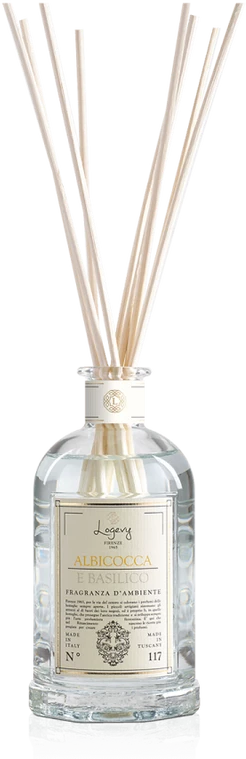 Logevy Firenze 1965 Namų kvapas su lazdelėmis "Albicocca e Basilico" (eukalipto, baziliko ir vandenyno kvapo), 250 ml