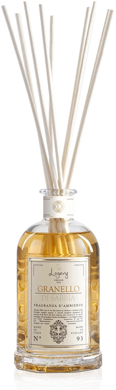 Logevy Firenze 1965 Namų kvapas su lazdelėmis "Granello di Sabbia" (Taičio gardenijų, kokoso ir vanilės kvapo), 100 ml