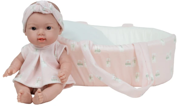 Arias lėlė kūdikėlis su rožine nešykle, 26 cm