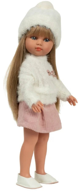 Arias lėlė mergaitė Carlota pūkuotu megztiniu, 36 cm