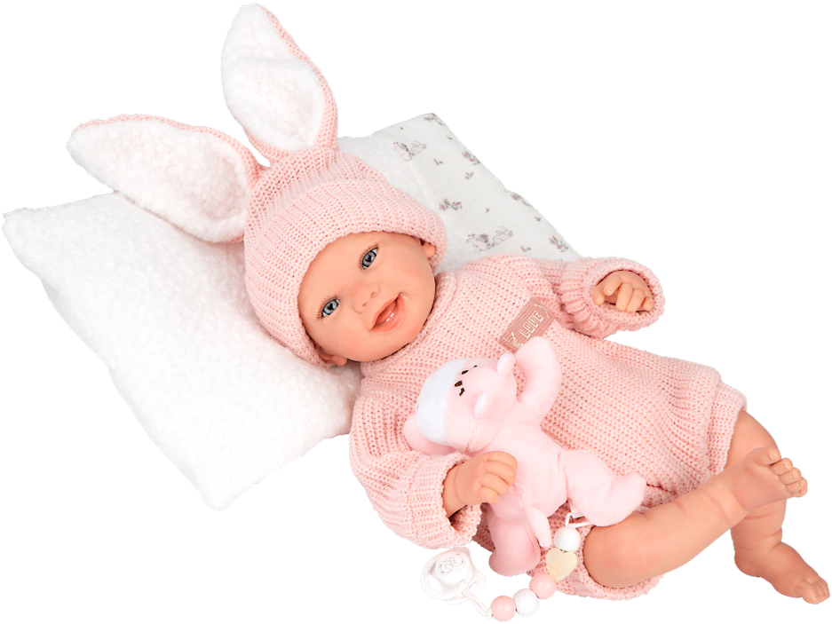 Arias Reborn lėlė kūdikėlis rožiniais rūbeliais, Lucia, 45 cm