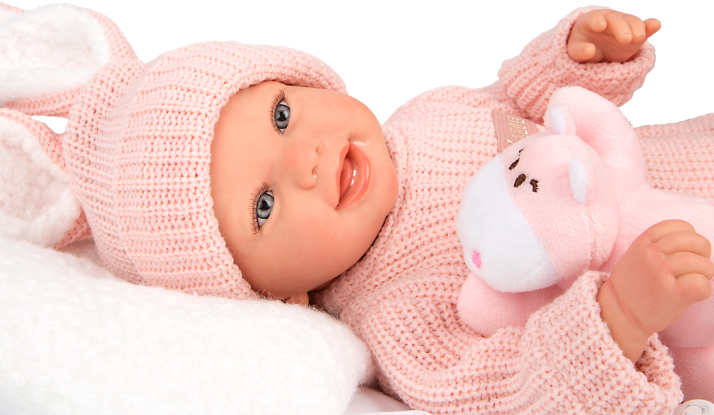 Arias Reborn lėlė kūdikėlis rožiniais rūbeliais, Lucia, 45 cm