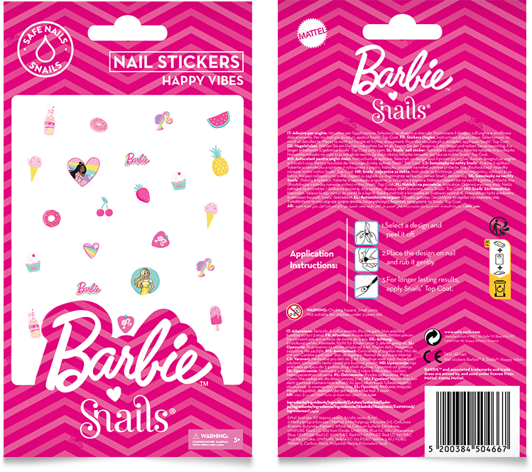 Barbie Snails nagų lipdukai, Happy Vibes