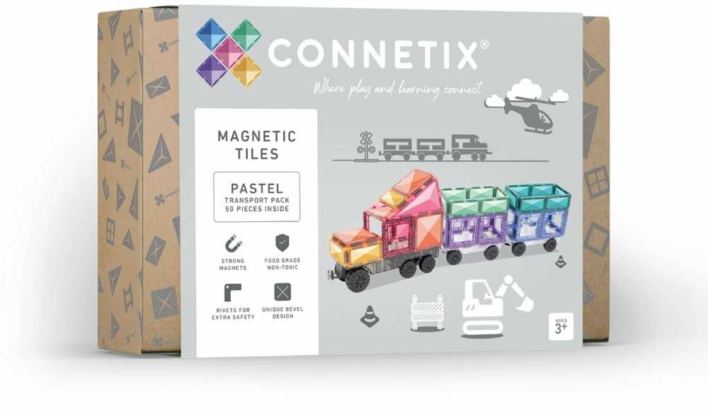 Connetix pastelinis TRANSPORTO rinkinys 50 dalių