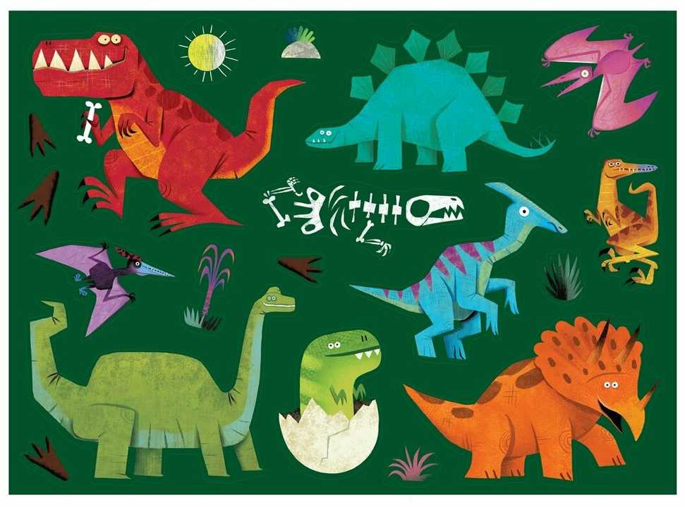 Crocodile Creek Spalvinimo plakatas su kreidelėmis ir lipdukais, paveiksliukas: Dinozaurai