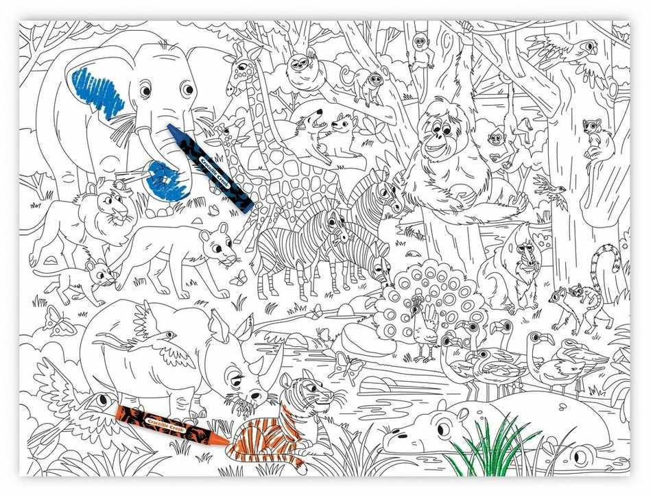 Crocodile Creek Spalvinimo plakatas su kreidelėmis ir lipdukais, paveiksliukas: Gyvūnai