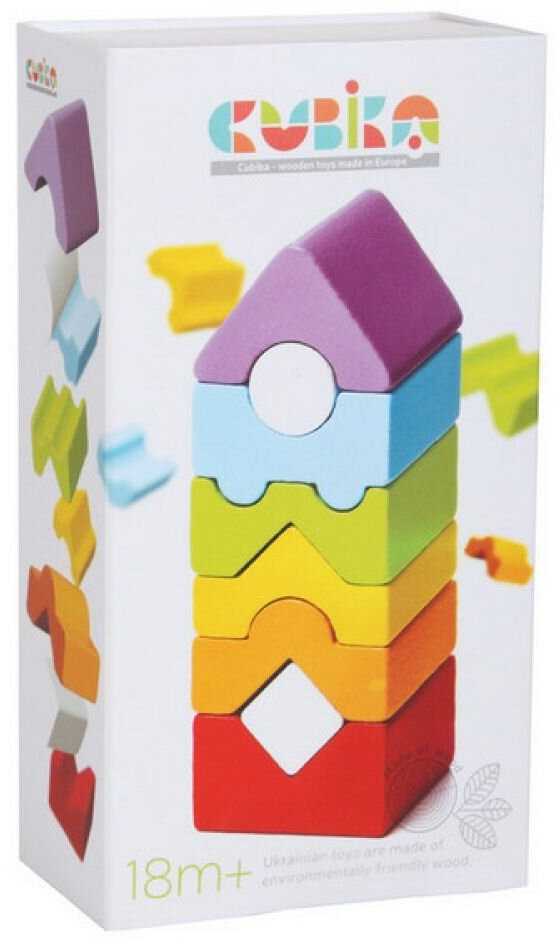 Cubika Edukacinė medinė piramidė EKO bokštas, 8 detalių