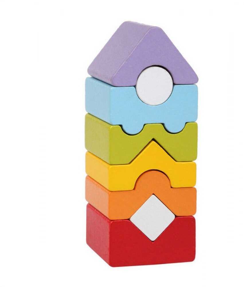 Cubika Edukacinė medinė piramidė EKO bokštas, 8 detalių