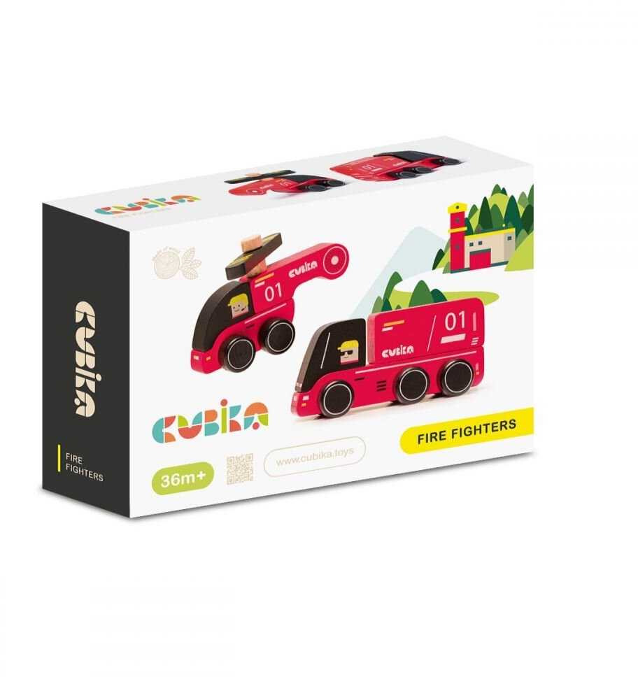 Cubika Mediniai automobilis ir malūnsparnis Ugniagesiai