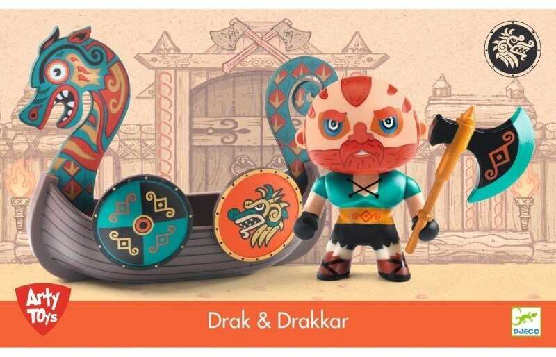 Djeco Arty Toys figūrėlės - Vikingai - Vikingas Drak ir Drakono valtis