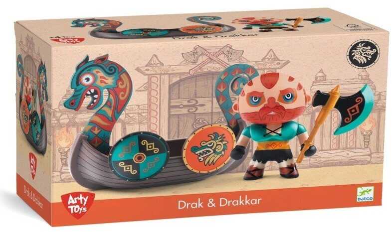 Djeco Arty Toys figūrėlės - Vikingai - Vikingas Drak ir Drakono valtis