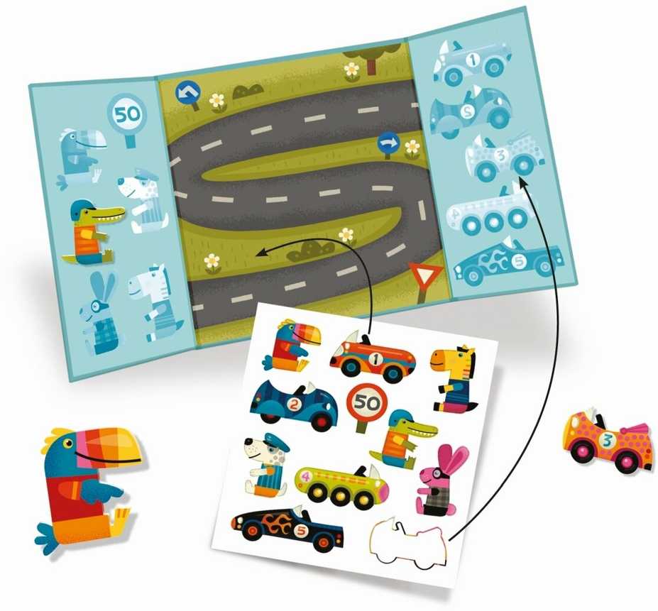Djeco Daugkartiniai lipdukai mažiesiems - Automobiliai ( DJ09073 )