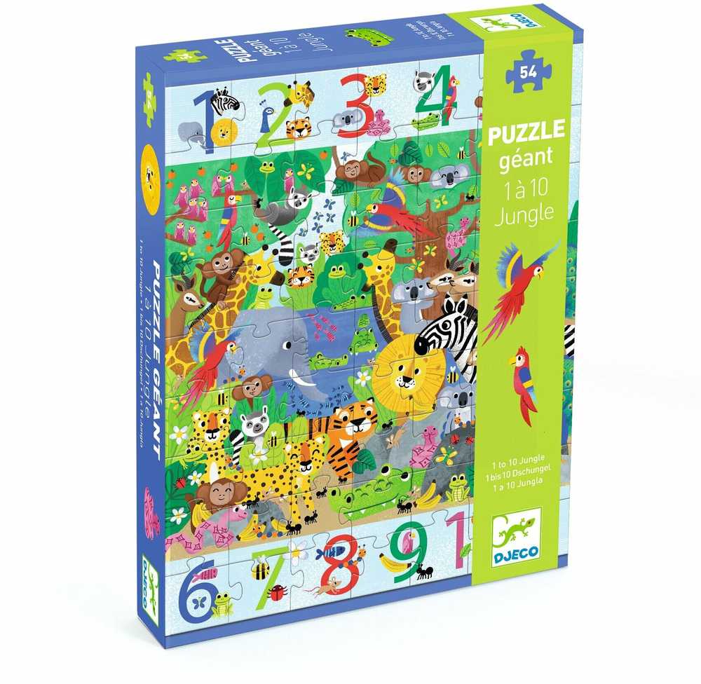 Djeco Milžiniška dėlionė - nuo 1 iki 10 Džiunglės (54 det.) ( DJ07148 )
