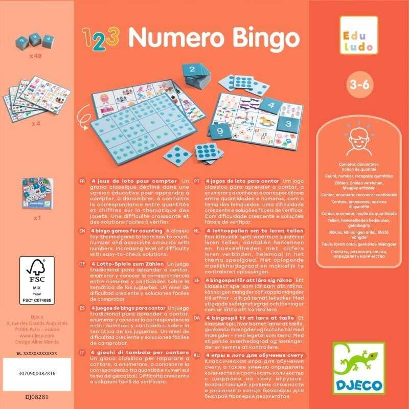 Djeco Edukacinis žaidimas - Eduludo - Skaičių bingo (4 žaidimai)