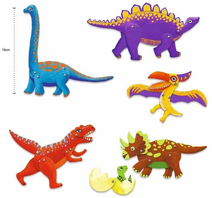 Djeco Kūrybinis rinkinys lėlės-marionetės - Dinozaurai (6 vnt.) ( DJ09680 )
