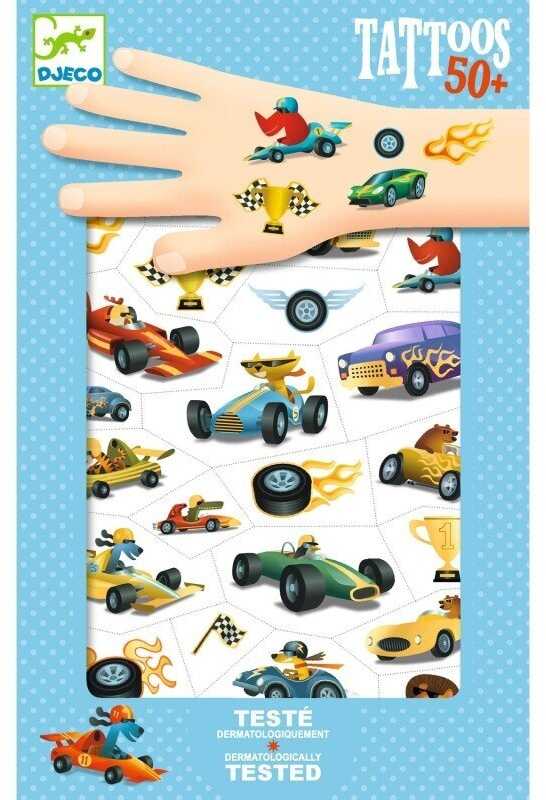 Djeco Tatuiruotės - Greiti automobiliai (50+ tatuiruočių)