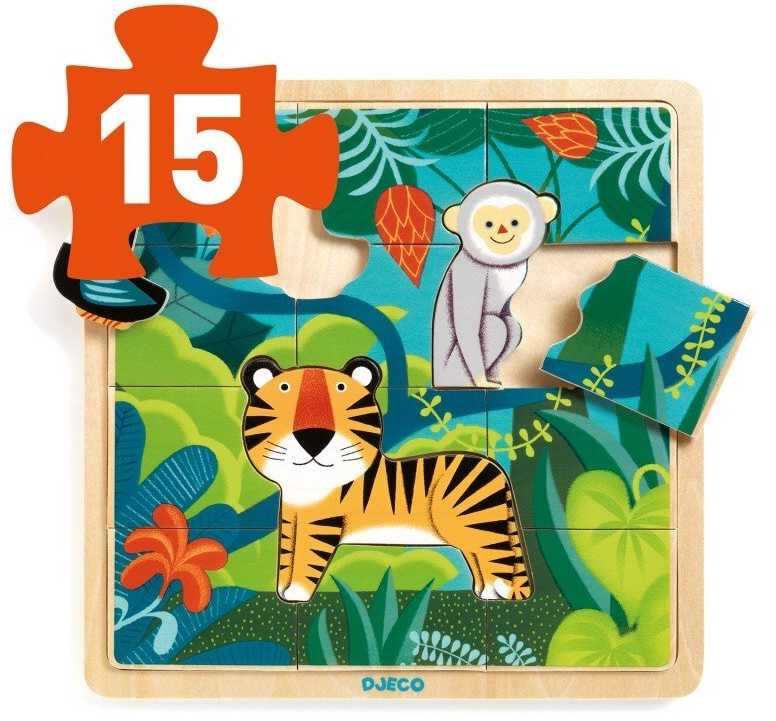 Dėlionė Djeco Medinis mokomasis galvosūkis - Džiunglės (15 detalių) ( DJ01810 )