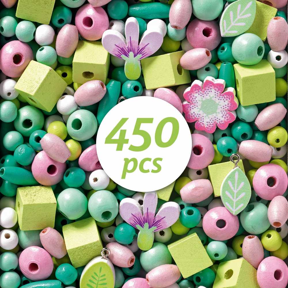 Djeco Mediniai karoliukai - Lapai ir gėlės ( DJ09808 )