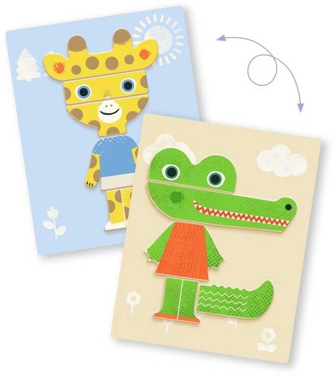 Dėlionė Djeco Mediniai magnetai ir metalinė dėžutė - Gyvūnai
