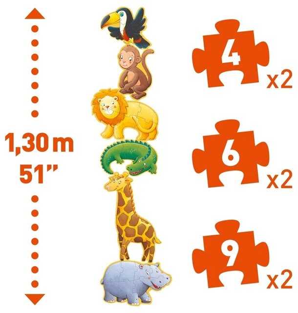 Djeco Milžiniška progresyvi dėlionė - Mozetė ir draugai (4, 6, 9 det.) ( DJ07114 )
