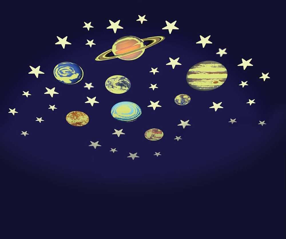 Mg Dystrybucja Tamsoje šviečiantys lipdukai Planetos ir žvaigždės