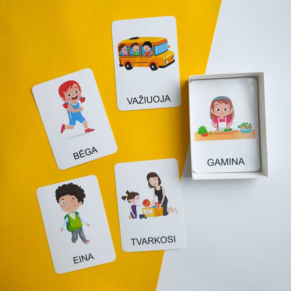 Lietuvos Kurejai Lavinamųjų kortelių rinkinys „Veiksmažodžiai“