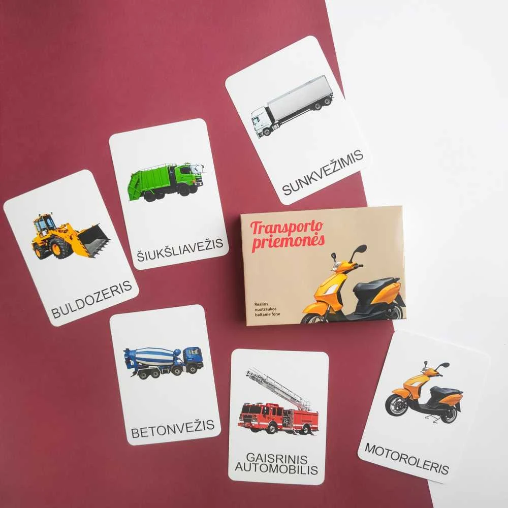 Lietuvos Kurejai Lavinamųjų kortelių rinkinys „Transporto priemonės“