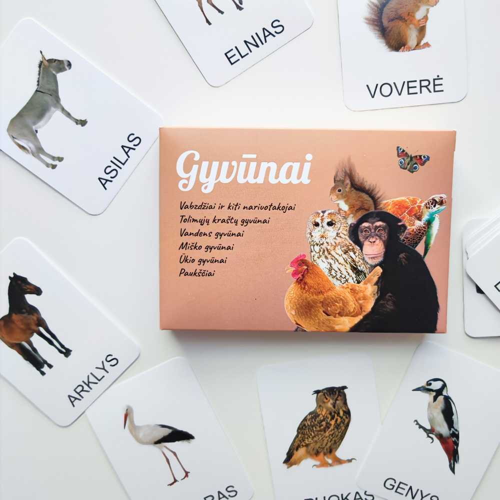 Lietuvos Kurejai Lavinamųjų kortelių rinkinys "Gyvūnai"