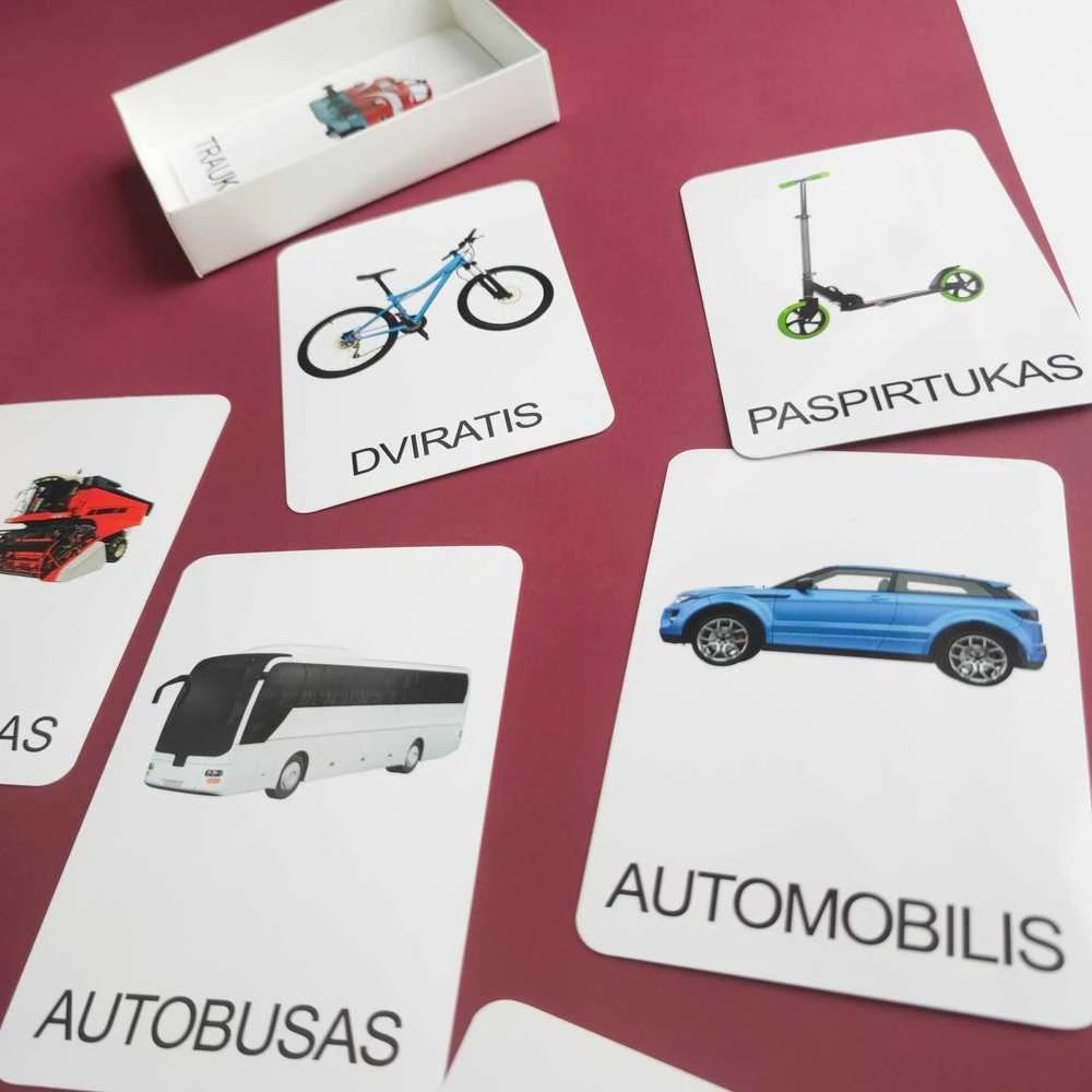 Lietuvos Kurejai Lavinamųjų kortelių rinkinys „Transporto priemonės“