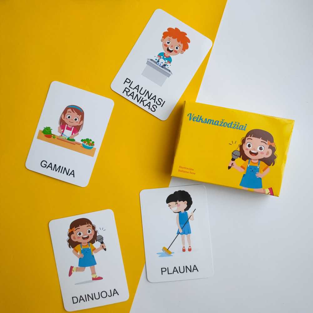 Lietuvos Kurejai Lavinamųjų kortelių rinkinys „Veiksmažodžiai“