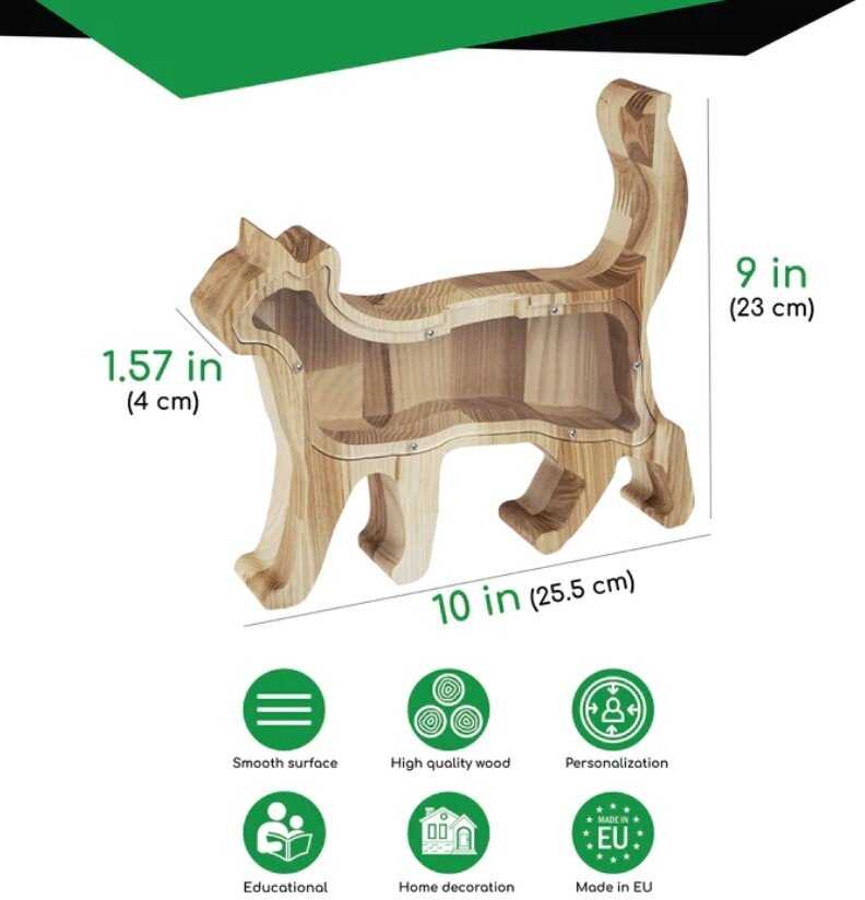 Lietuvos Kurejai Medinė taupyklė "Katė"