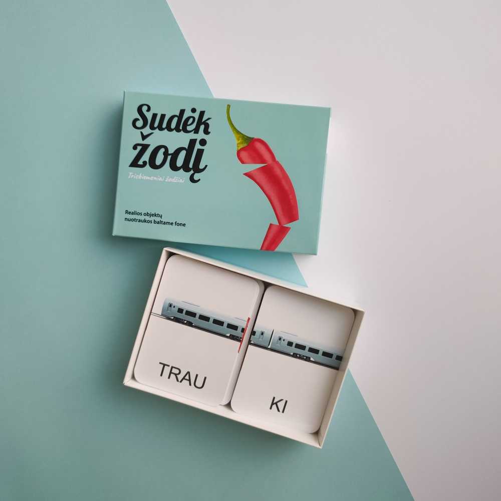 Lietuvos Kurejai Skaitymo kortelės „Sudėk žodį.Triskiemeniai žodžiai“