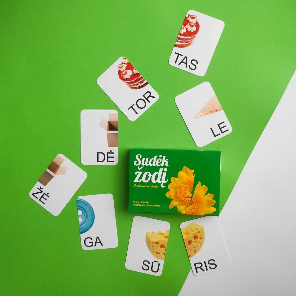 Lietuvos Kurejai Skaitymo kortelės „Sudėk žodį. Dviskiemeniai žodžiai“
