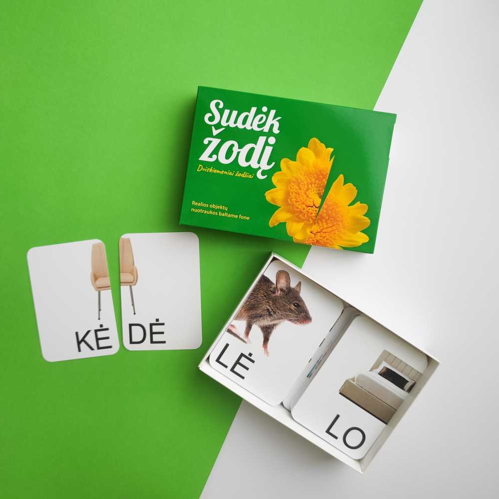 Lietuvos Kurejai Skaitymo kortelės „Sudėk žodį. Dviskiemeniai žodžiai“