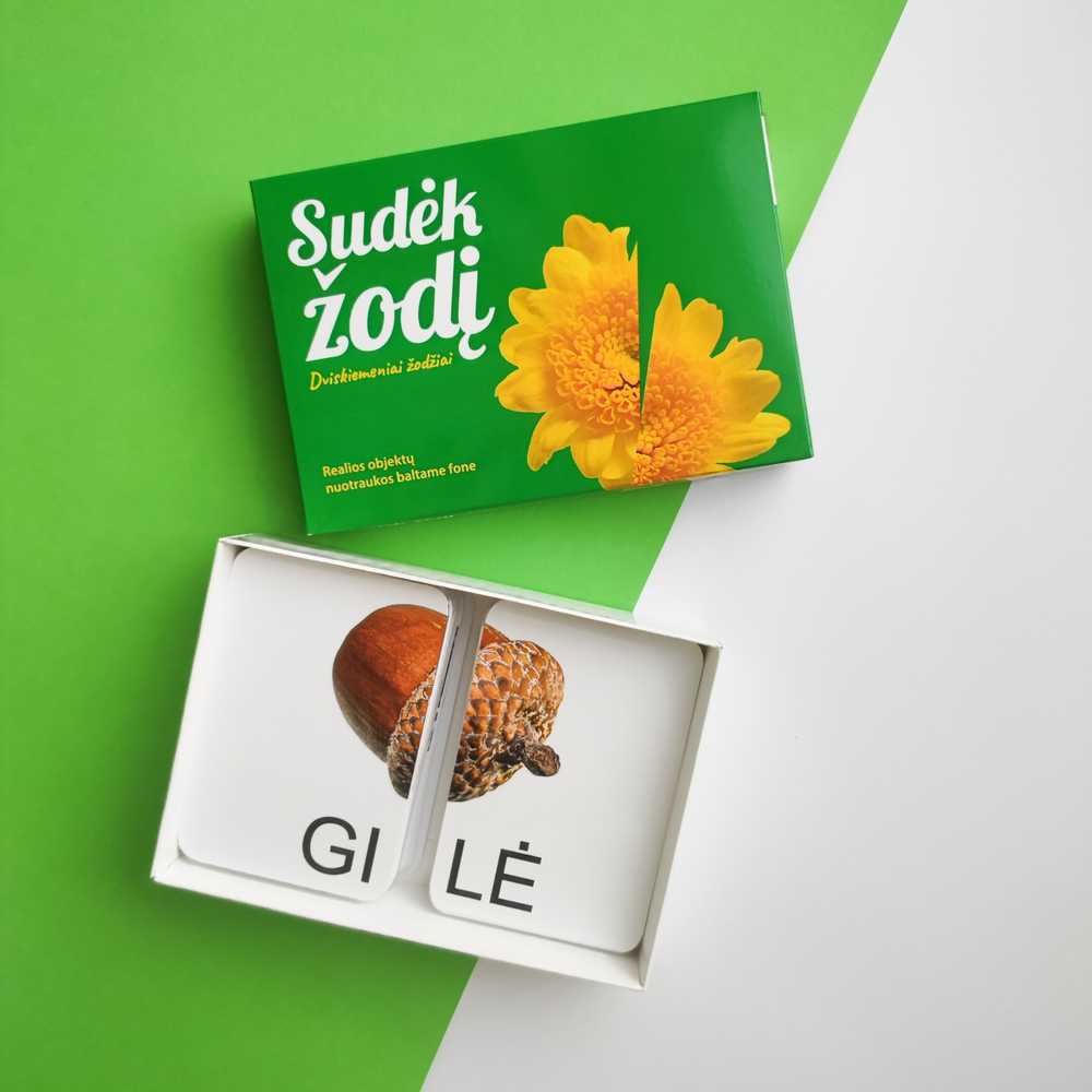 Lietuvos Kurejai Skaitymo kortelės „Sudėk žodį. Dviskiemeniai žodžiai“