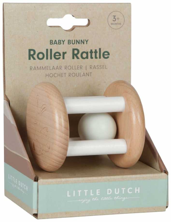 Little Dutch Barškutis medinis ratukas Baltas