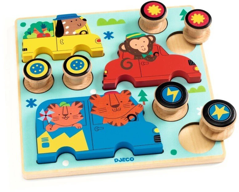 Djeco Medinė dėlionė - Konstravimo žaidimas - Automobiliai