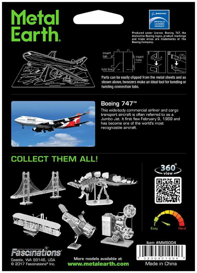 Metal Earth Metalinis 3D konstruktorius lėktuvas "Jet Boeing 747"