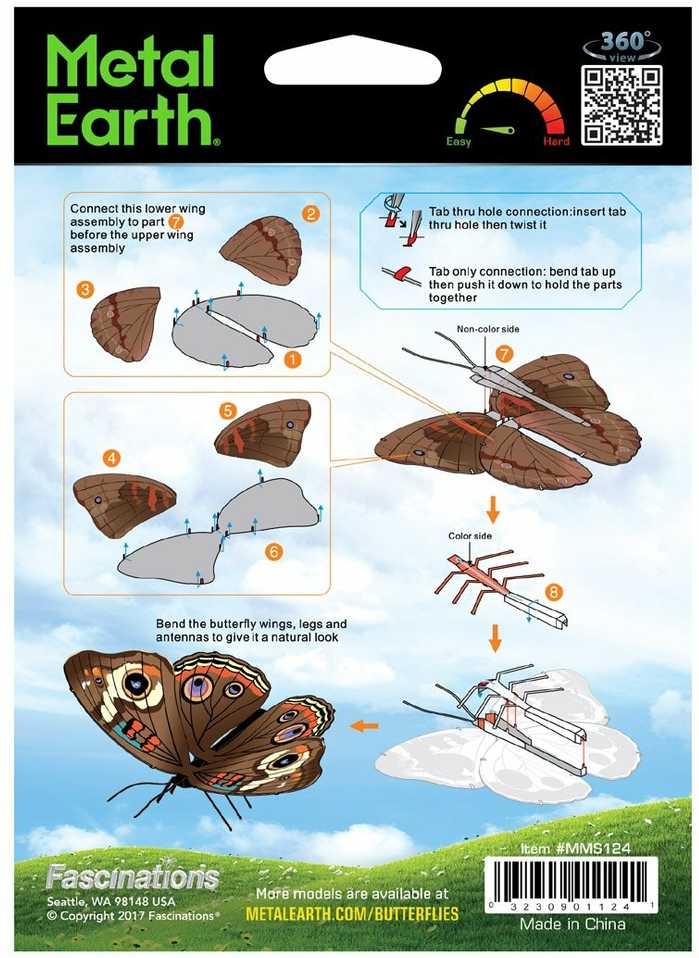 Metal Earth Metalinis 3D konstruktorius "Drugelis Buckeye"