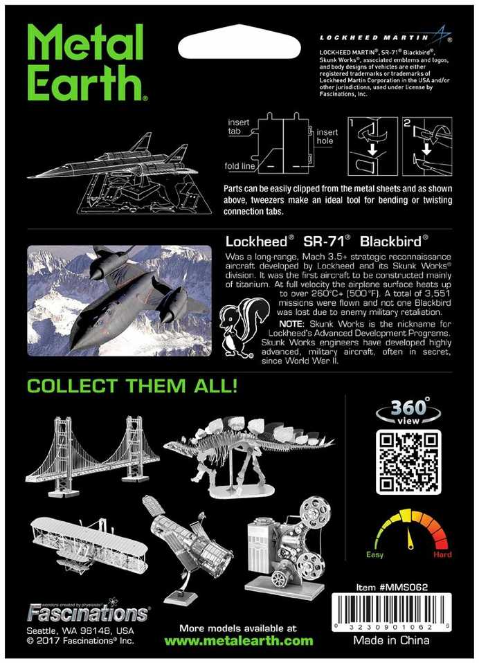 Metal Earth Metalinis 3D konstruktorius lėktuvas "Blackbird"