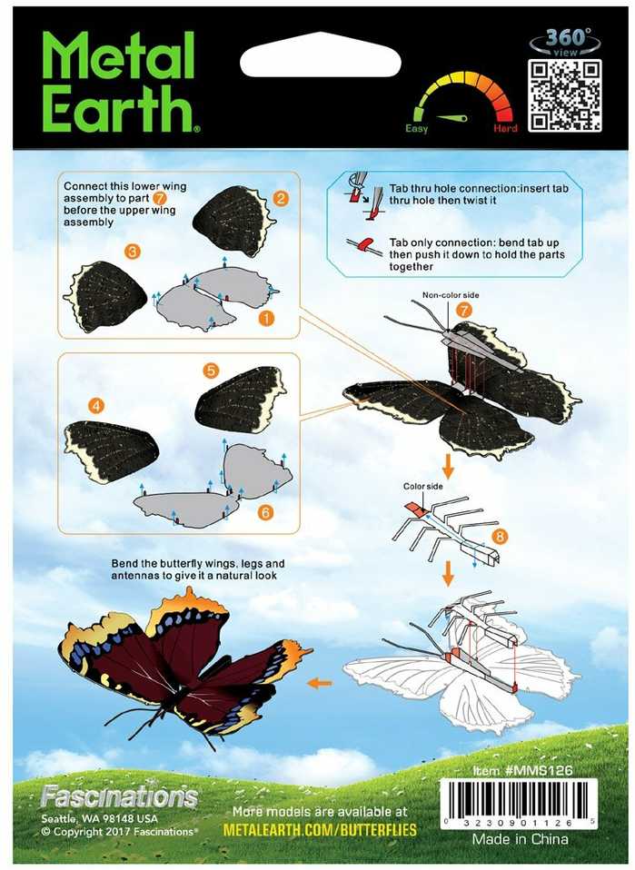 Metal Earth Metalinis 3D konstruktorius drugelis "Mourning Cloak"