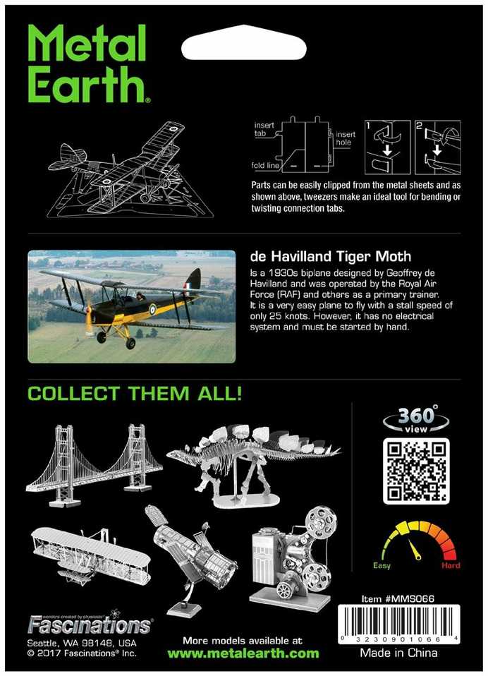 Metalinis 3D konstruktorius Metal Earth "DH82 Tiger Moth"