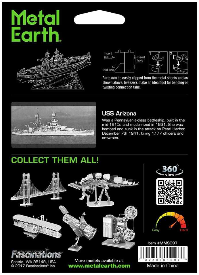 Metal Earth Metalinis 3D konstruktorius "USS Arizona"