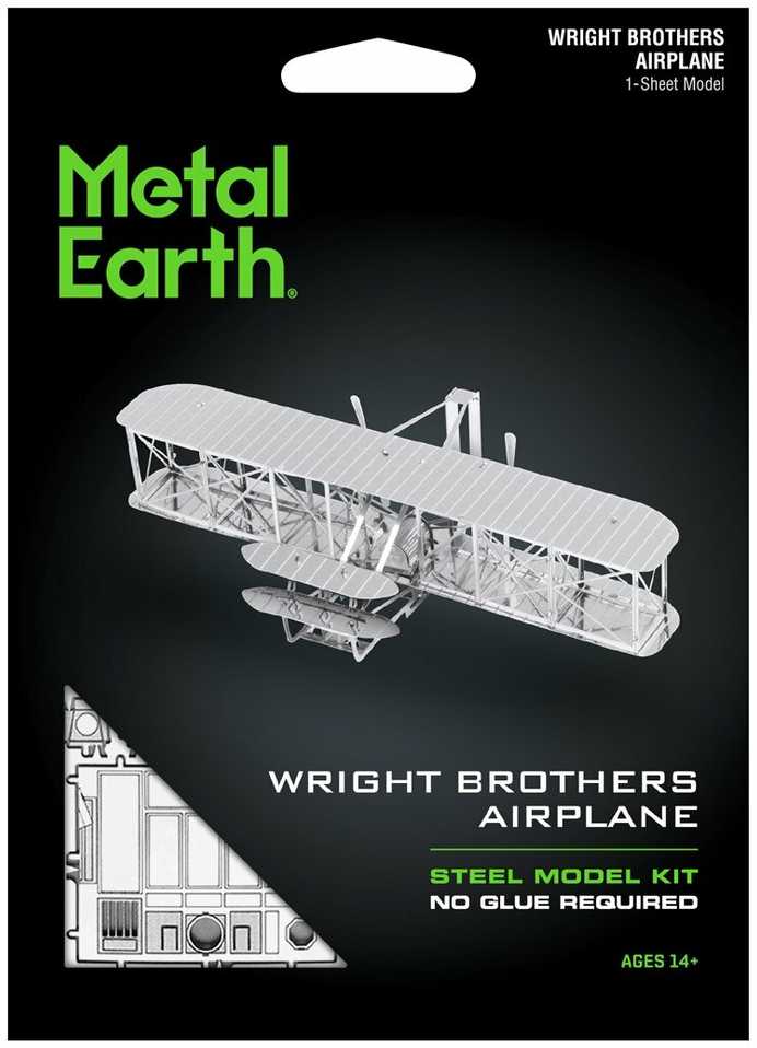 Metal Earth Metalinis 3D konstruktorius Brolių Raitų Lėktuvas "Wright Brothers Airplane"