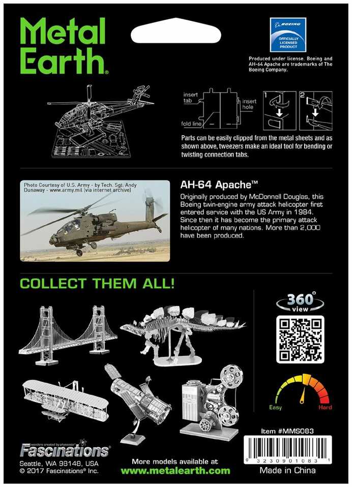 Metal Earth Metalinis 3D konstruktorius "AH-64 Apache"
